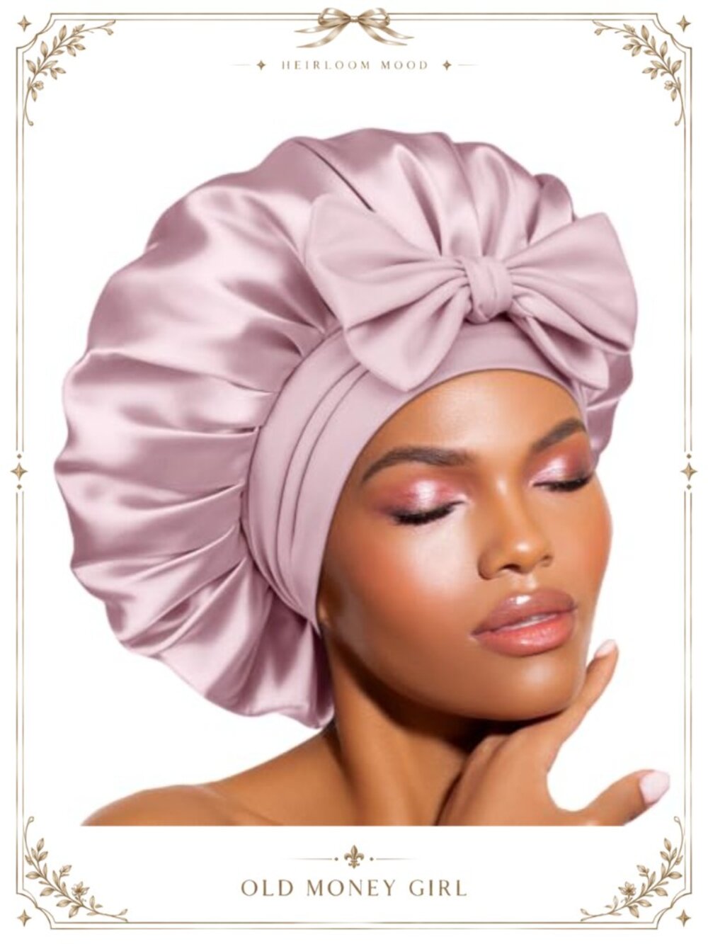 Double Layer Satin Silk Sleep Bonnet Adjustable Tie Band for Curly Hair